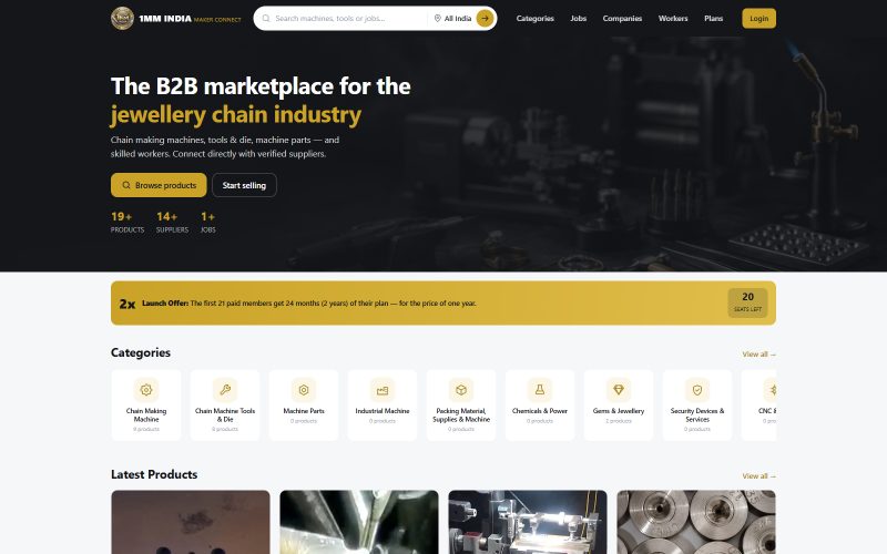 1MM India — B2B Marketplace website built by CodesDen