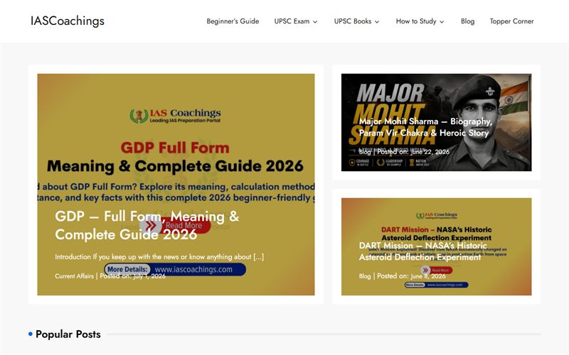 IAS Coachings — Education Portal website built by CodesDen