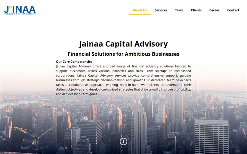 Jainaa Capital Advisory — Financial Services website built by CodesDen