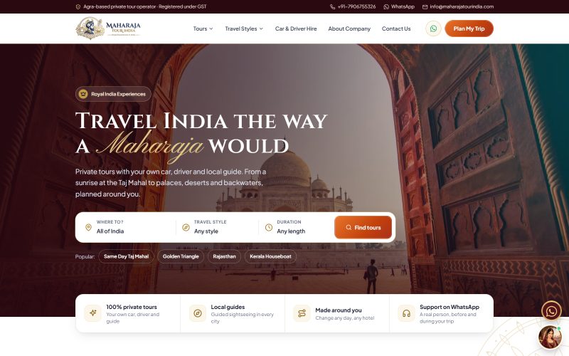 Maharaja Tour India — Travel Agency website built by CodesDen