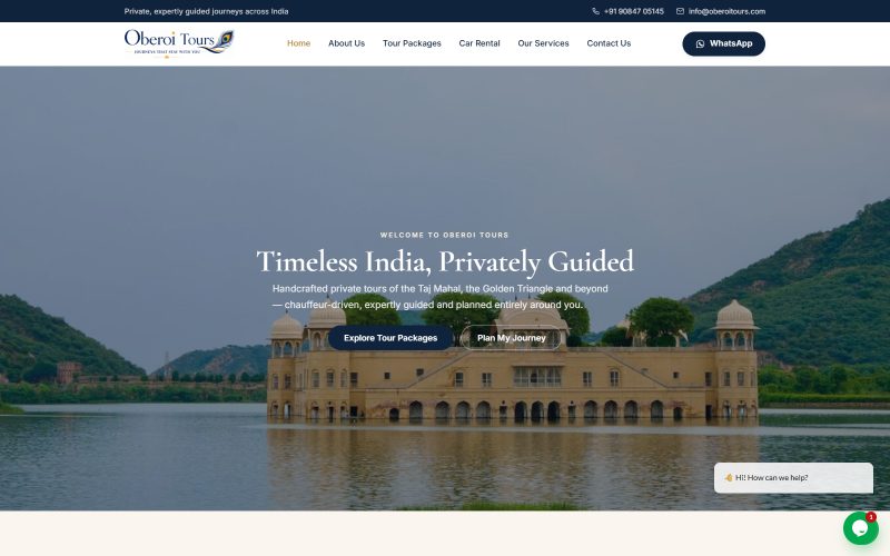 Oberoi Tours — Luxury Travel Agency website built by CodesDen