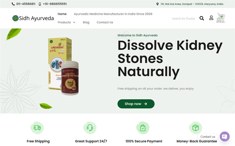 Sidh Ayurveda — E-Commerce website built by CodesDen