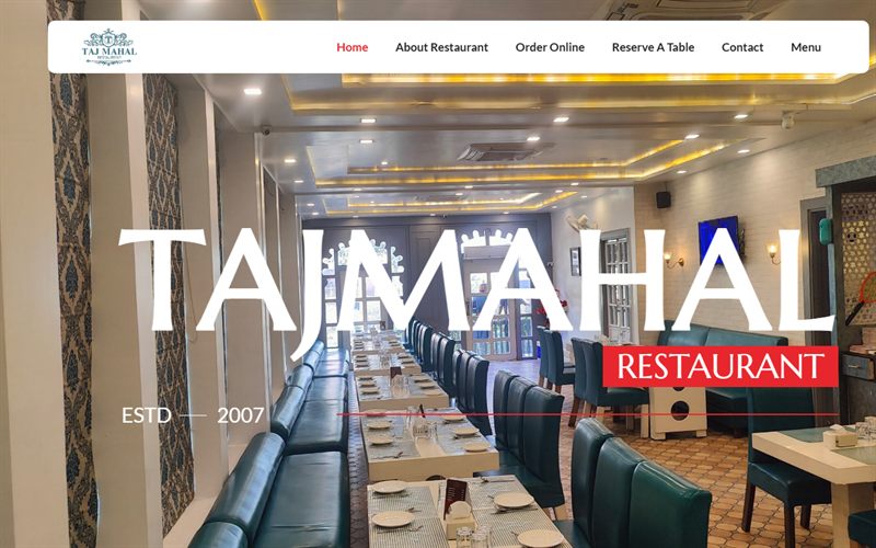 Taj Mahal Restaurant Agra — Restaurant Website website built by CodesDen